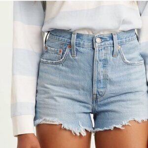 Levi's 501 Original Fit Hi-rise Raw Hem Denim Shorts Summer Festival Women's 28